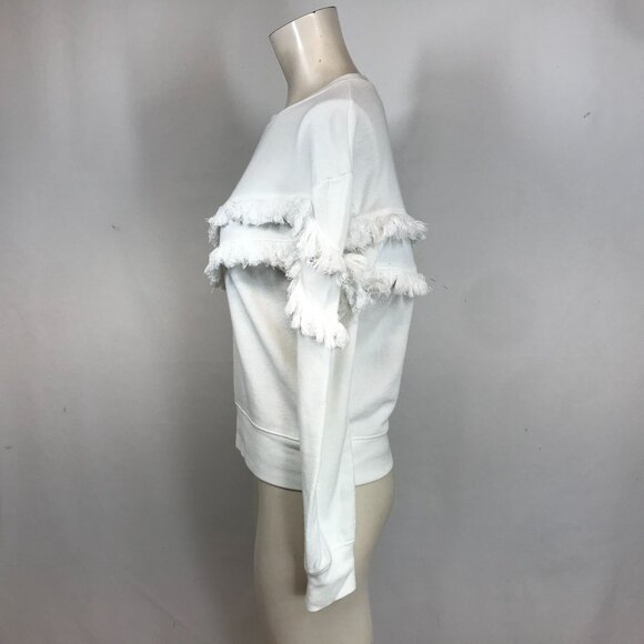 RAILS - WOMEN'S SMALL -WHITE LONG SLEEVE CREW NECK FRINGE PULL-OVER SWEATSHIRT - Picture 6 of 9